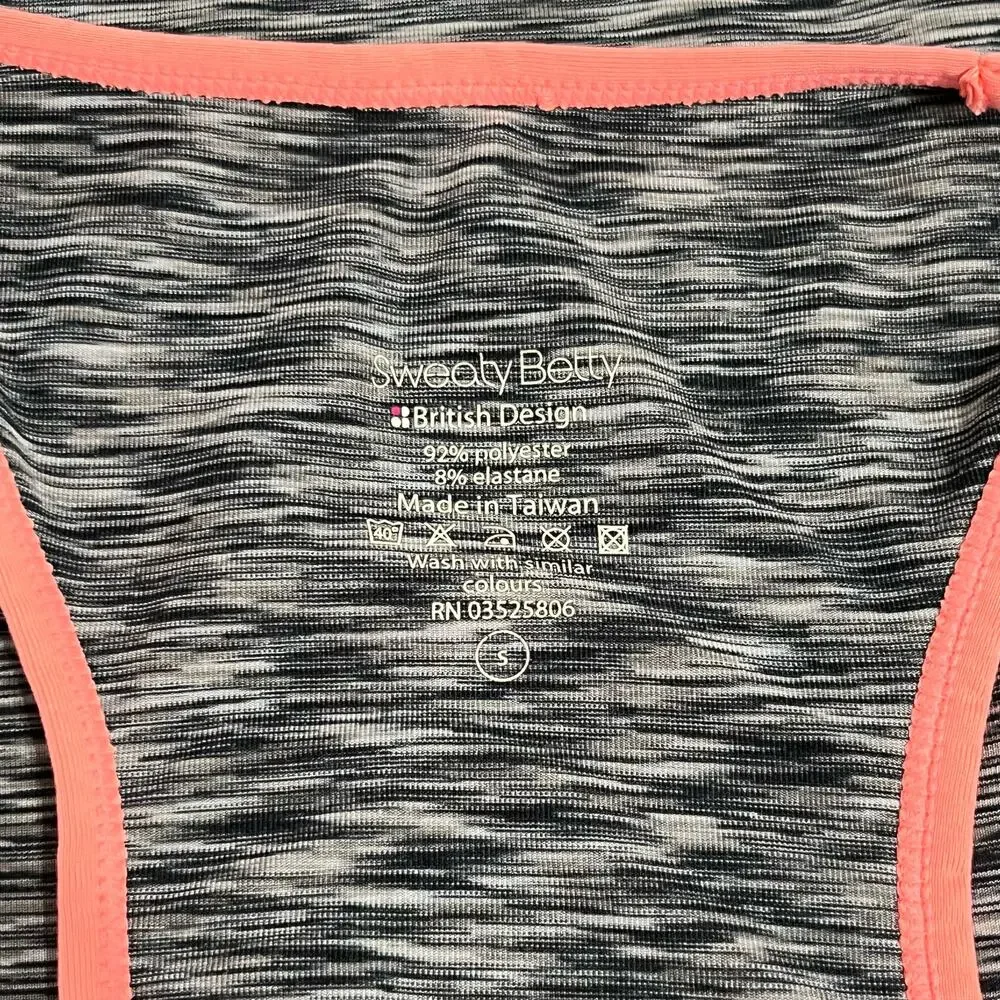 Sweaty Betty Women's Black Gray Coral Workout Racerback Tank Top SIZE Small NWOT - Picture 5 of 5